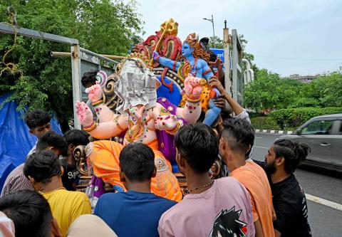 Glimpses of the Preparations for auspicious occasion of Ganesh Chaturthi Festival, in New Delhi on September 07, 2024.